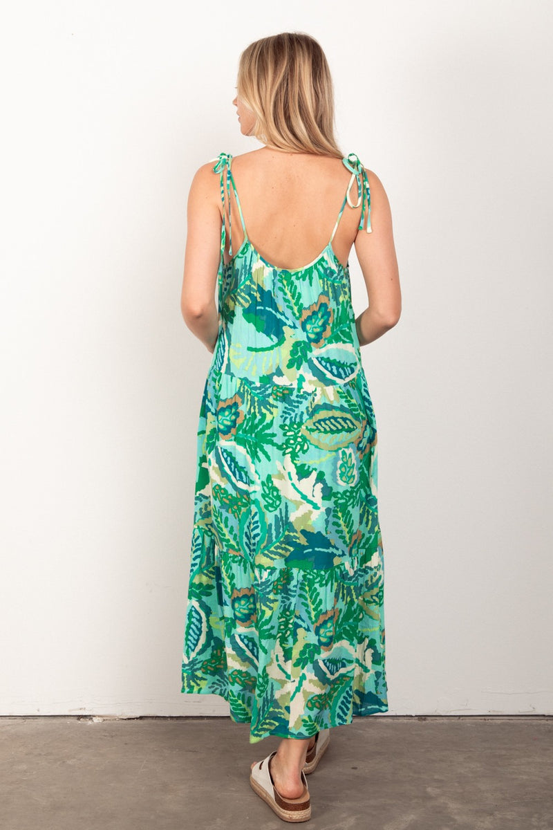 Somewhere Tropic Green Maxi Dress