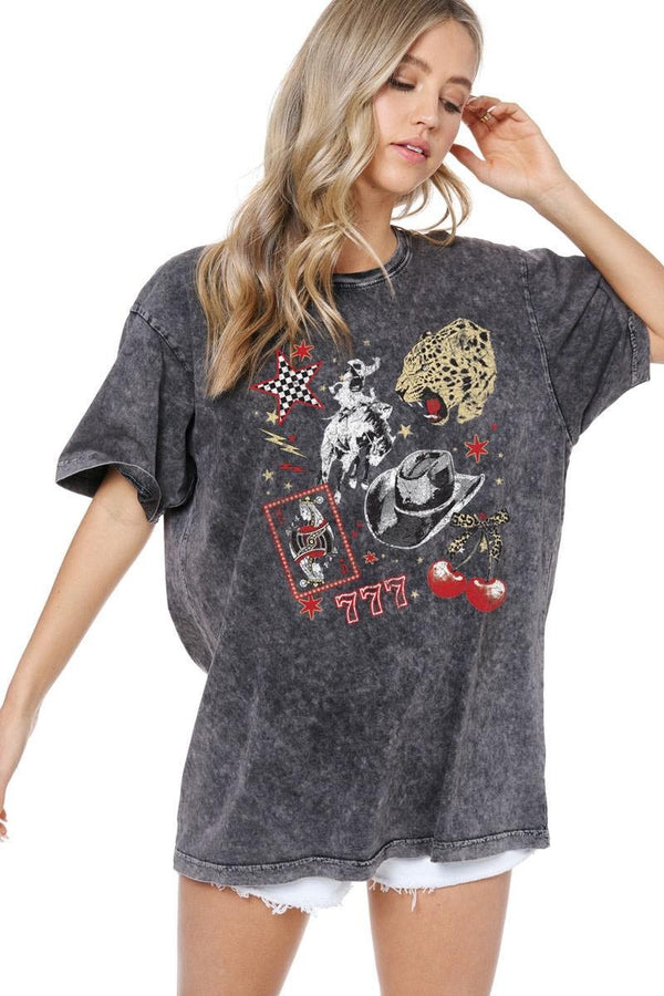 Lucky Casino Cowgirl Graphic Tee