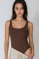 Ribbed Scoop Neck Bodysuits