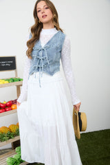 Floral Denim Vest
