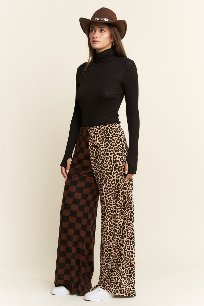 Split Decision Leopard Checkered Pants
