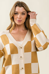 Mustard on the Beat Checkered Cardigan