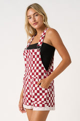 Maroon Checkered Shortalls
