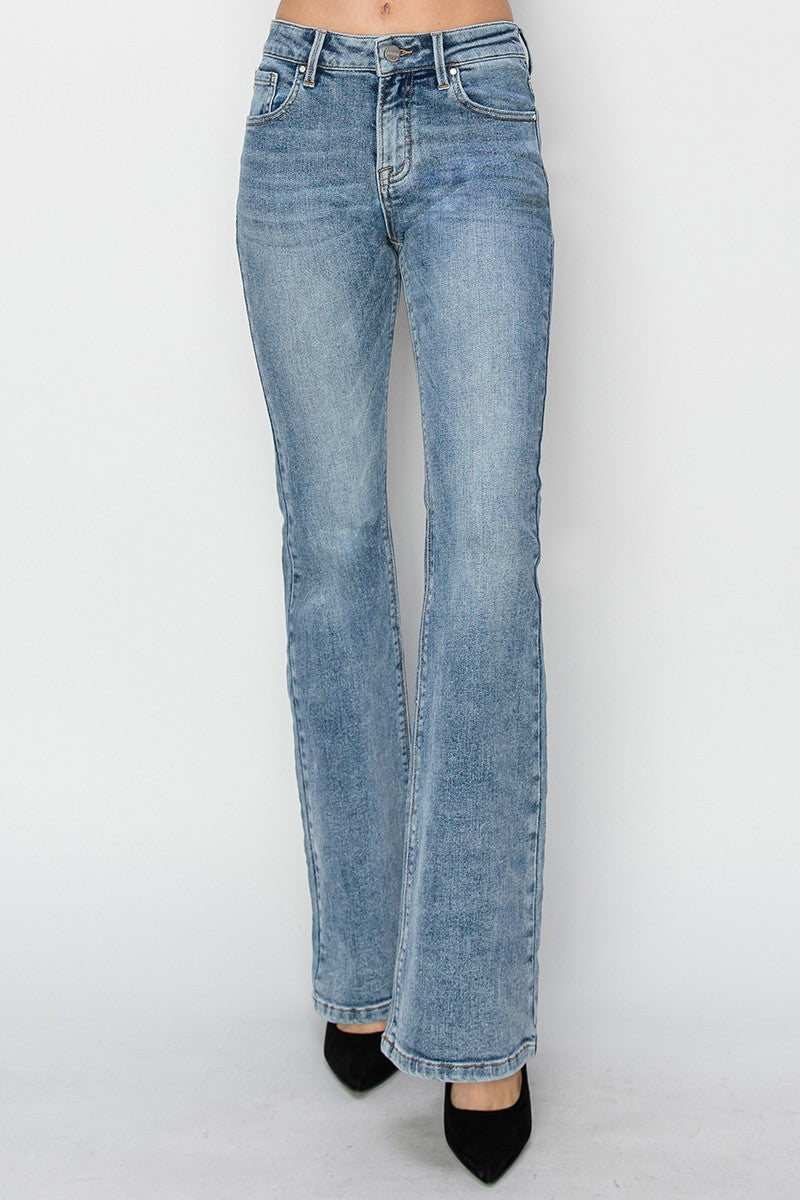 Risen Mid Rise Basic Flare Jeans