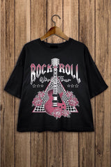Rock N Roll Graphic Cropped Tee