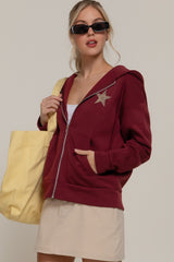Mayra Maroon Leopard Jacket