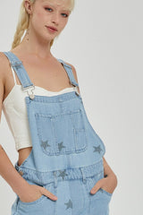 Risen Cargo Star Print Overalls