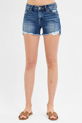 Risen Low Rise Denim Shorts