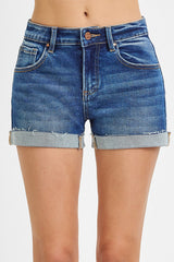 Risen Low Rise Denim Shorts