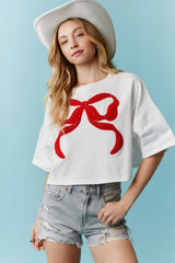 Miss America Oversized Bow Crop Tee