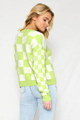 Grinch Green Checkered Cardigan