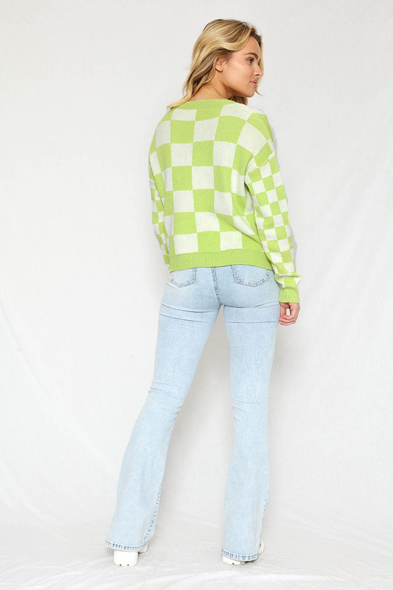 Grinch Green Checkered Cardigan