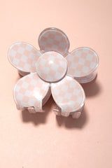 Checkered Flower Claw Clip