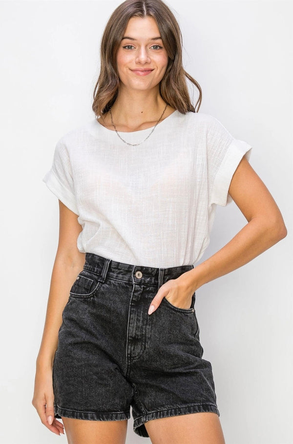 Cuffed Short Sleeve Top