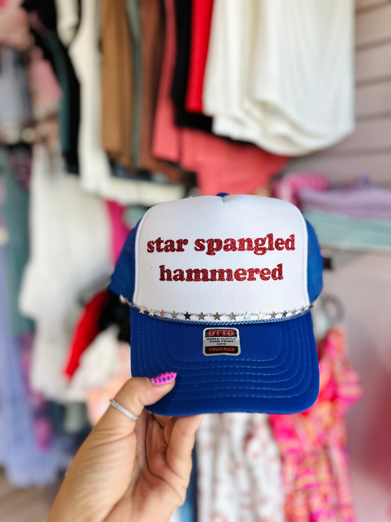 Star spangled hammered trucker hat