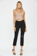 Mica Straight Crop Black Jeans