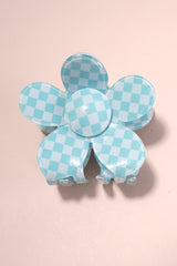 Checkered Flower Claw Clip
