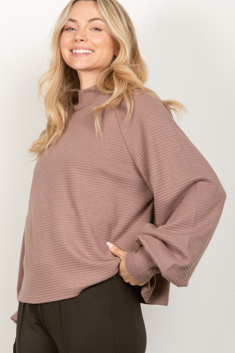 Mocha Mock Neck Top