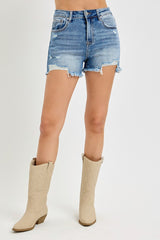 Risen Medium Wash Distressed Shorts