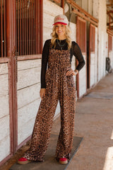 Leopard Wide Leg Overalls