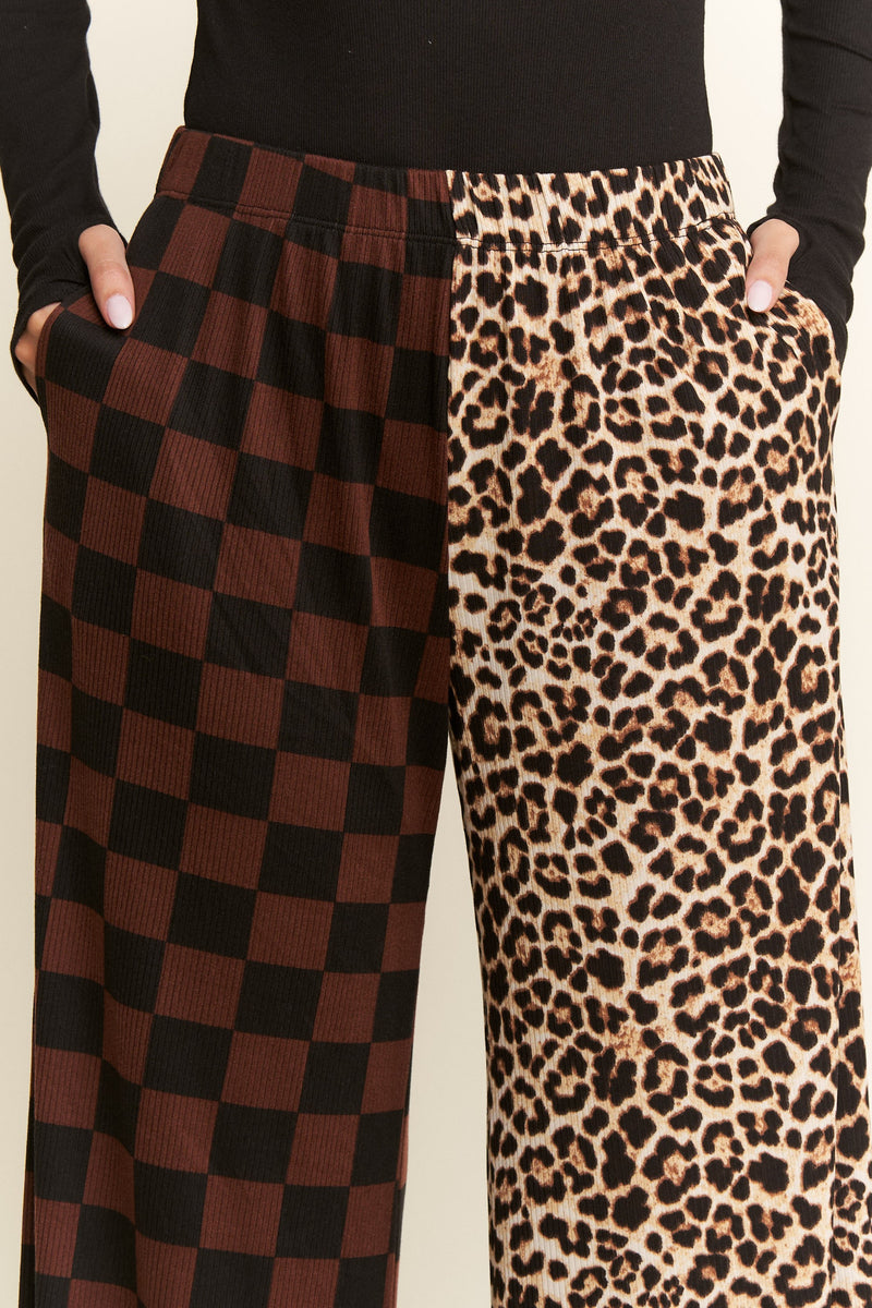 Split Decision Leopard Checkered Pants