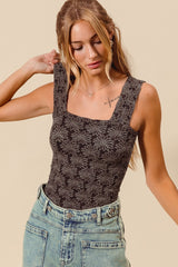 Black Floral Tank Top