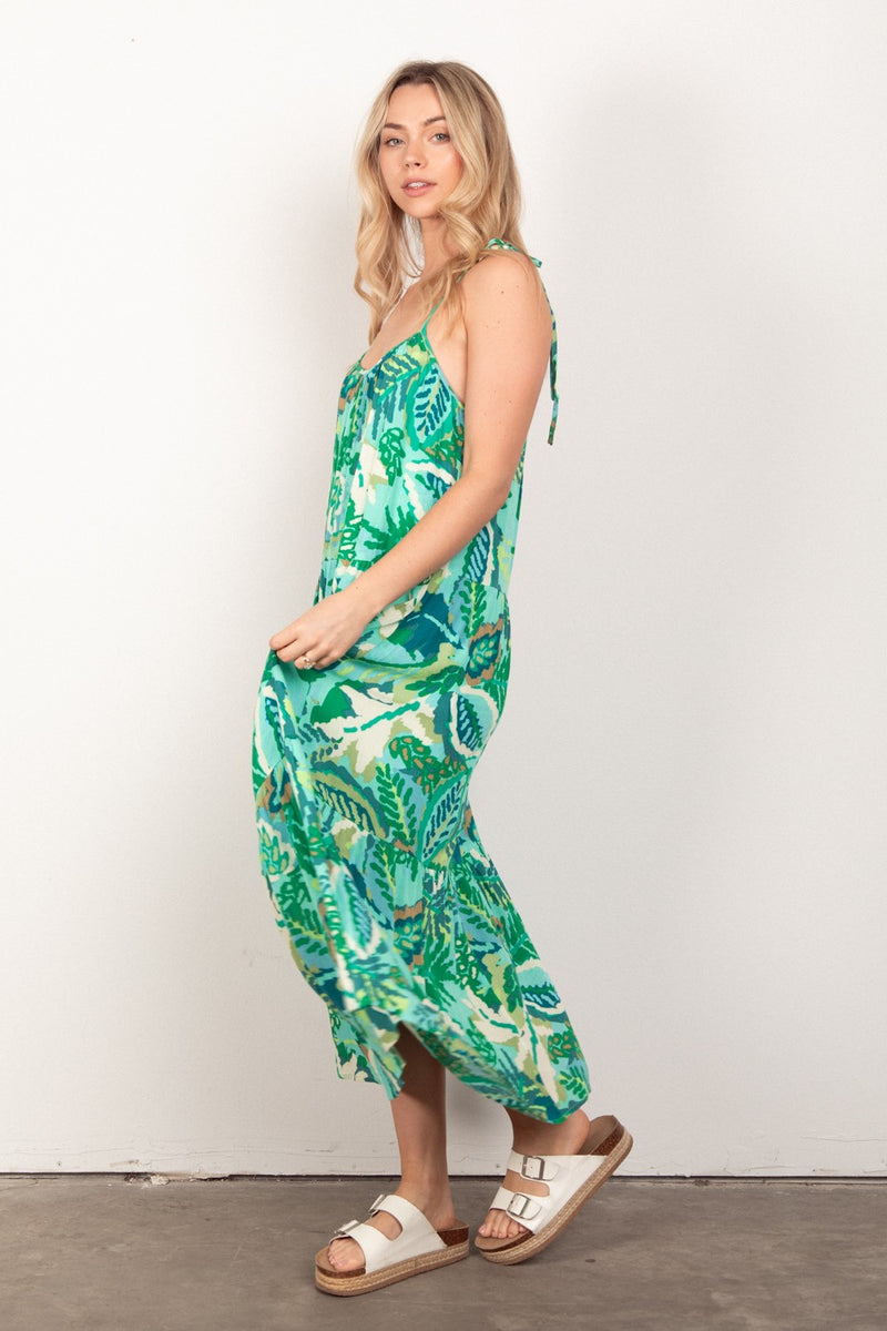 Somewhere Tropic Green Maxi Dress