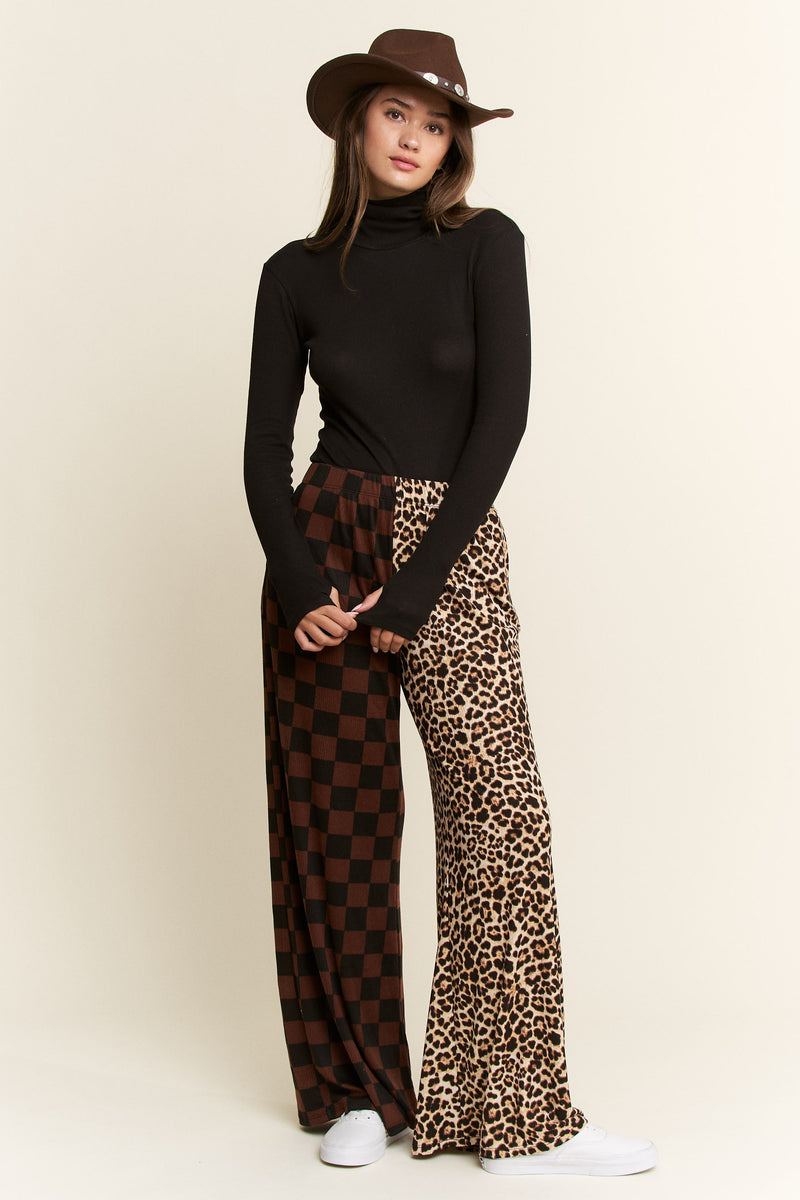 Split Decision Leopard Checkered Pants