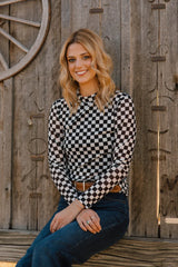 Race Day Checkered Mesh Top