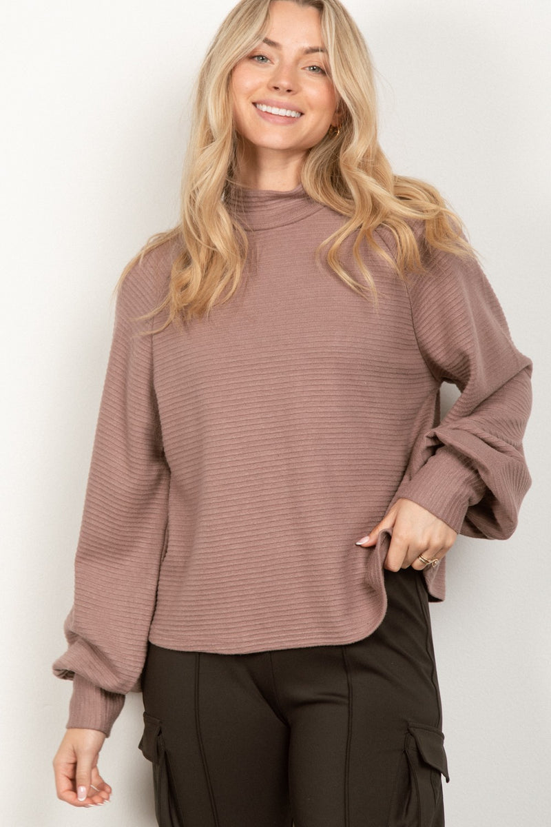 Mocha Mock Neck Top