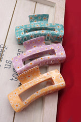 Rectangular Floral Claw Clip