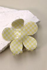 Checkered Flower Claw Clip