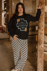 Checkered Meets Western Pullover