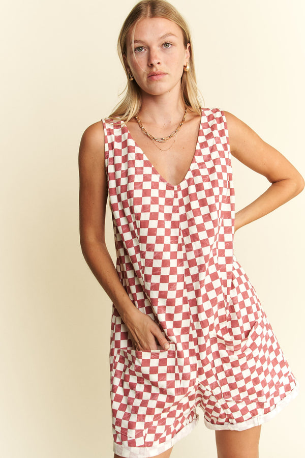 Cherry Cola Checkered Romper