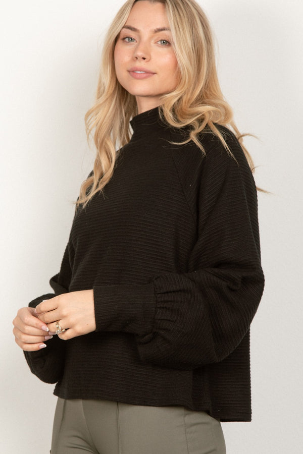 Black Mock Neck Top