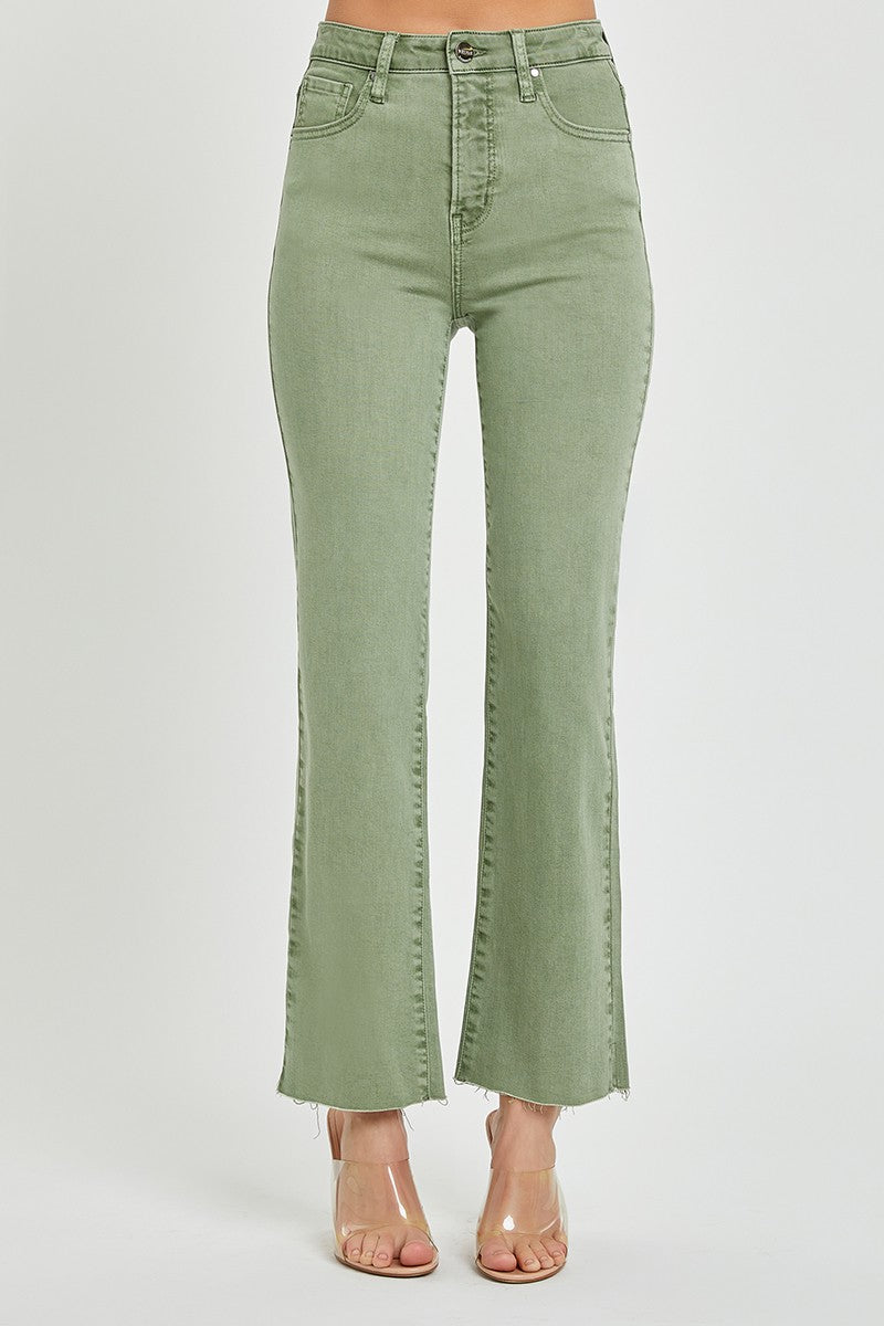Risen Olive Straight Leg Jeans