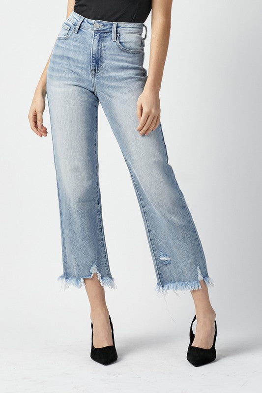 Risen Crop Straight Jeans