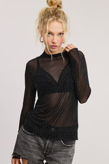 Rhinestone Mesh Top