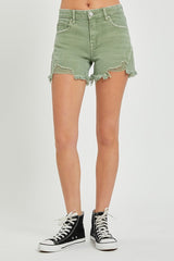 Risen Olive Mid Rise Shorts