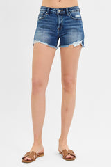 Risen Low Rise Denim Shorts