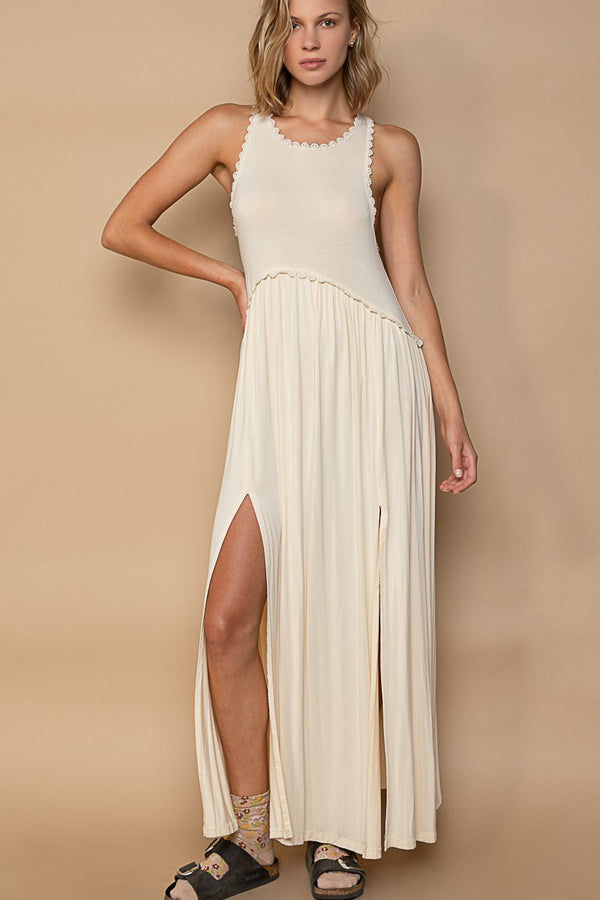 Cream Seaside Slit Maxi