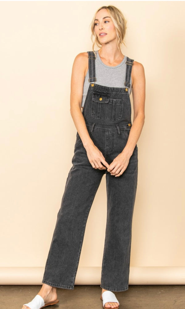 Vintage Washed Black Overalls