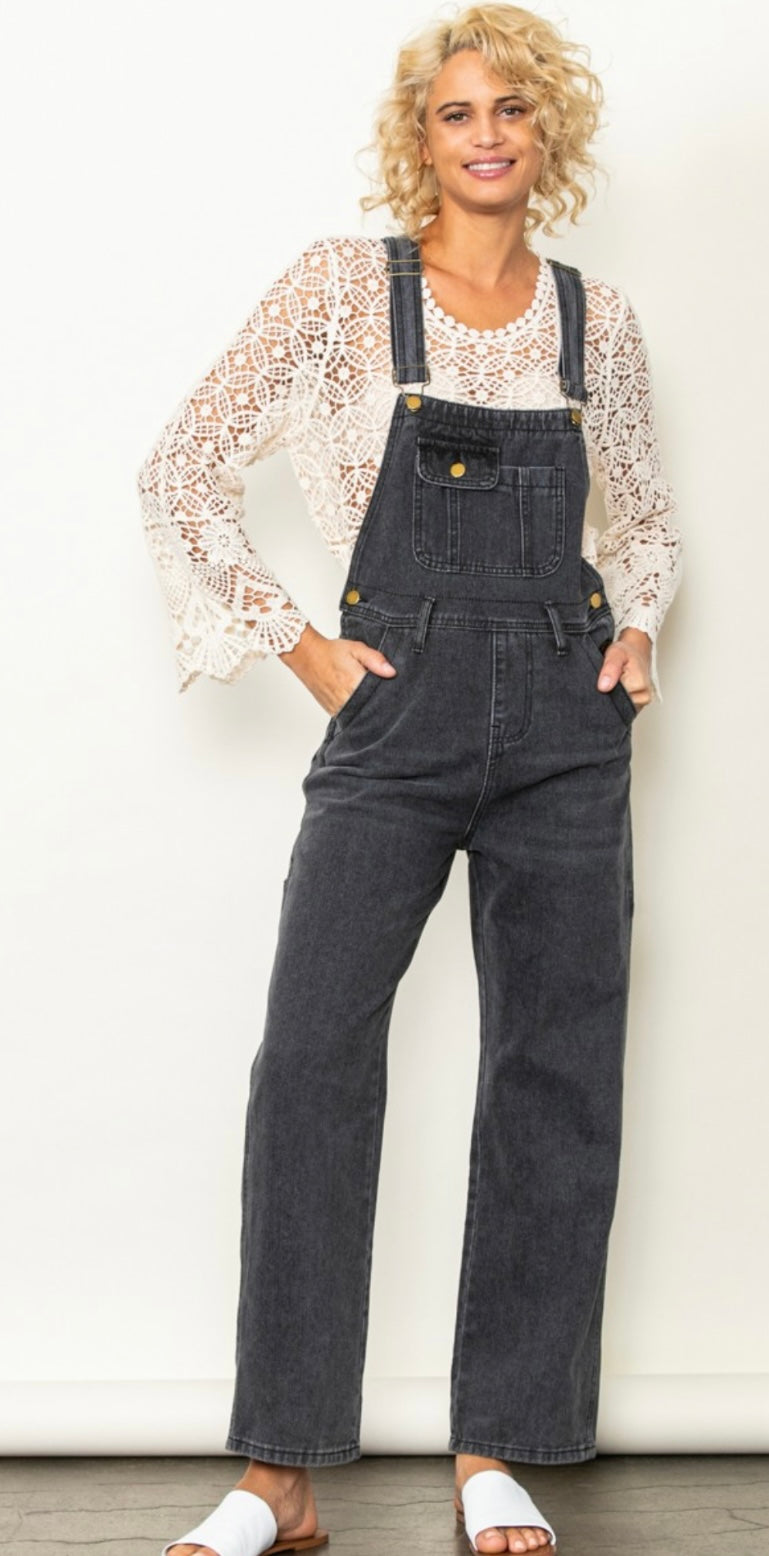 Vintage Washed Black Overalls