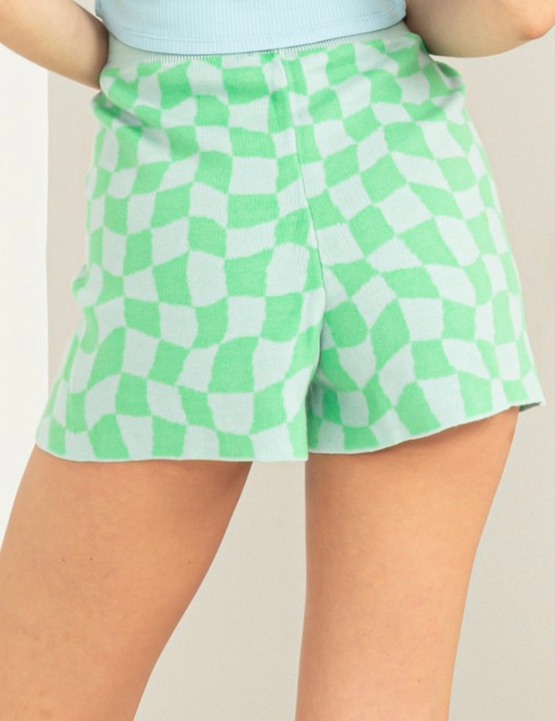 Dream State Sky & Lime Checkered Shorts