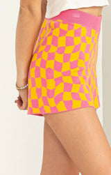 Dream State Pink & Yellow Checkered Shorts