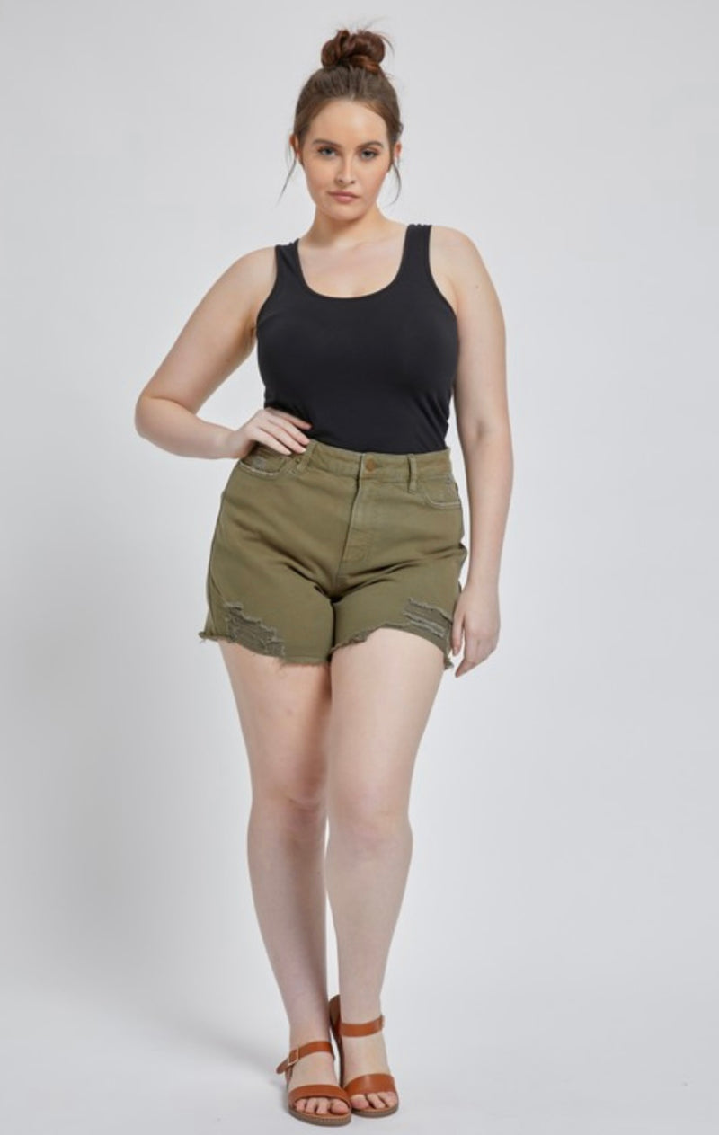 Dark Olive Plus High Rise Short