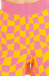 Dream State Pink & Yellow Checkered Shorts