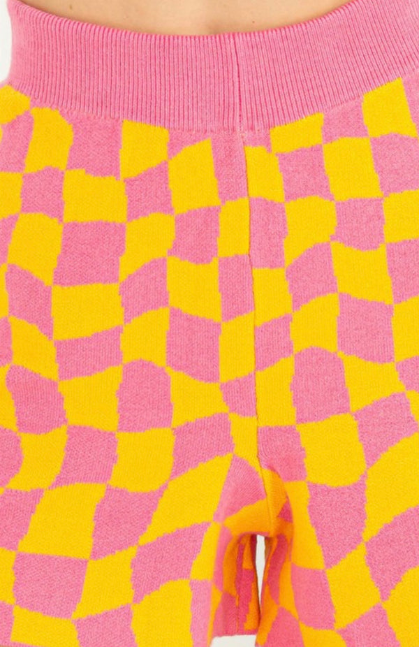 Dream State Pink & Yellow Checkered Shorts