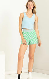 Dream State Sky & Lime Checkered Shorts