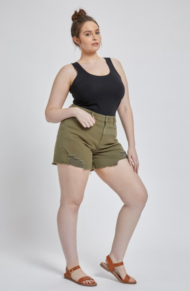 Dark Olive Plus High Rise Short